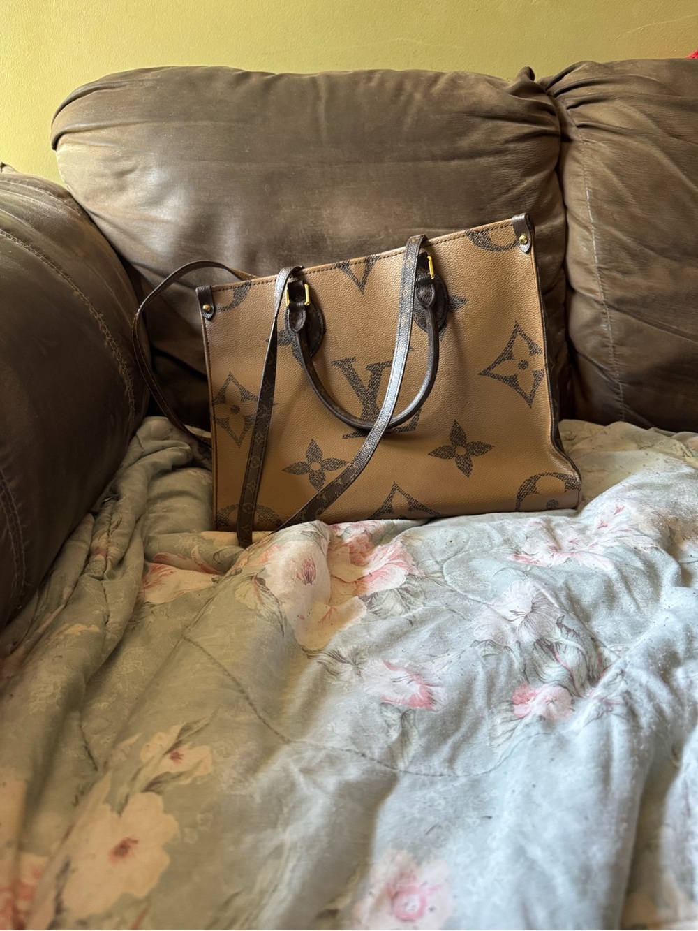 Designer-Inspired Brown Monogram Tote Bag